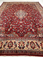 Antique Oriental Hand-Knotted Wool Area Rug Red/Beige/Blue 10′ x 13’6″