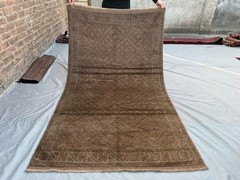 4’1 x 7’5 ft Vintage Afghan Hand-Knotted Rug, Geometric Tribal Wool Floor Carpet