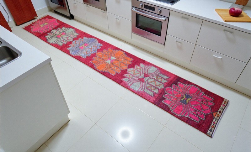 Vintage Hand-Knotted Runner Rug, Primitive Farmhouse Boho Hallway Accent 2x13 ft gallery