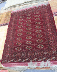 Antique Very Fine Silk on Silk Hand Knotted Tekke Turkoman Rug Red 1920’s 4’8×6′