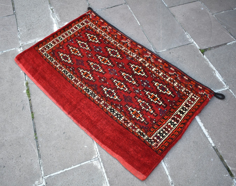 Antique Tribal Rug 47'' x 29'' Turkoman Tribal Mafrash Camel Bag Chuval Wool Rug gallery