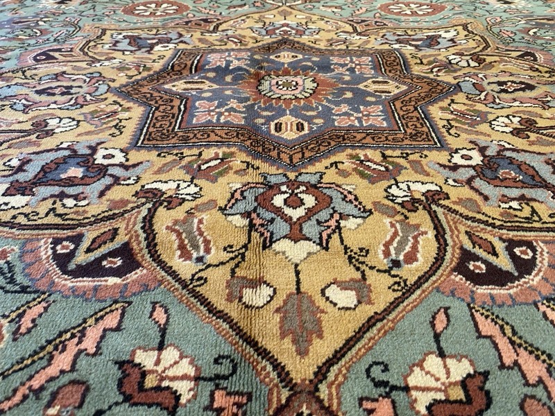 Rare Antique 1930-1940s Wool Pile Natural Dye Kayseri Bunyan Area Rug 6’5”x10’8” gallery