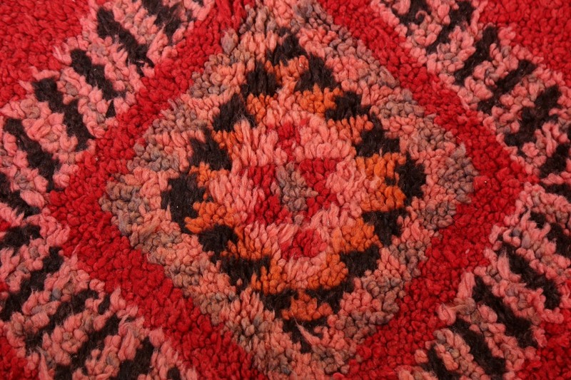 Semi-Antique Geometric Moroccan Oriental Area Rug Wool Hand-knotted Red 5x10 ft gallery