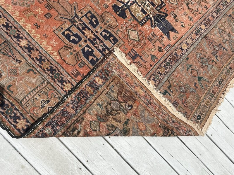 ANTIQUE SHAHSAVAN SOUMAK RUG ANIMALS 7 x 9 ft gallery