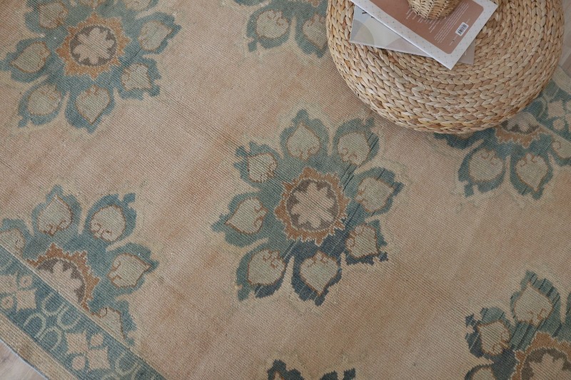Vintage Oushak Rug Hand Knotted Wool Turkish Area Carpet 5x10 Ft Large Anatolian gallery