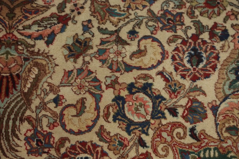 Vintage Ivory Pictorial Wool Floral Traditional Handmade Living Room Rug 6x9 gallery