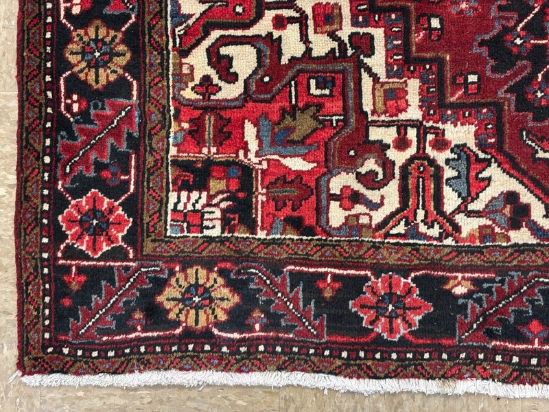 Vintage Heriz Rug 5x6 Hand Knotted Wool Oriental Red Geometric Tribal Area Decor gallery