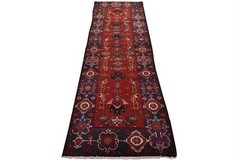 Vintage Tribal Runner 3’6” x 9’8” Red Wool Hand-Knotted Oriental Rug