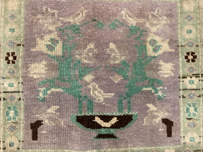 Purple rug, Vintage Turkish Rug, Square rug, Wool rug, Doormat rug, 1.4 x 1.5 ft gallery