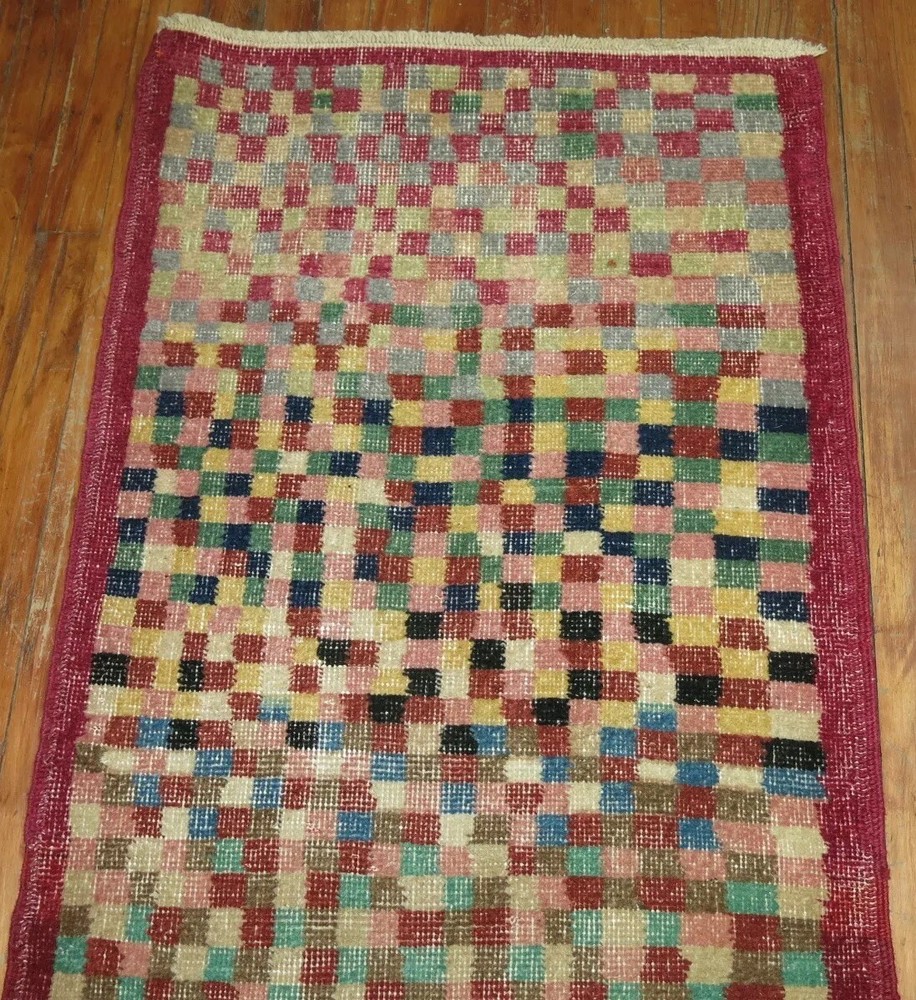 Vintage Decorative Turkish Art Deco Rug Size 2'3''X15'6''