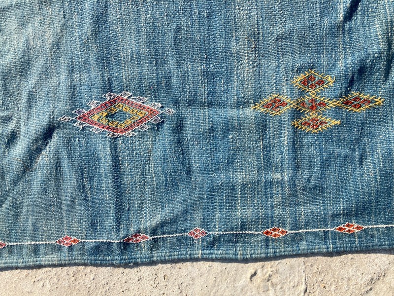 Vintage Traditional Handmade Lovely Moroccan Kilim Floor Rug Carpet 192x112 cm gallery