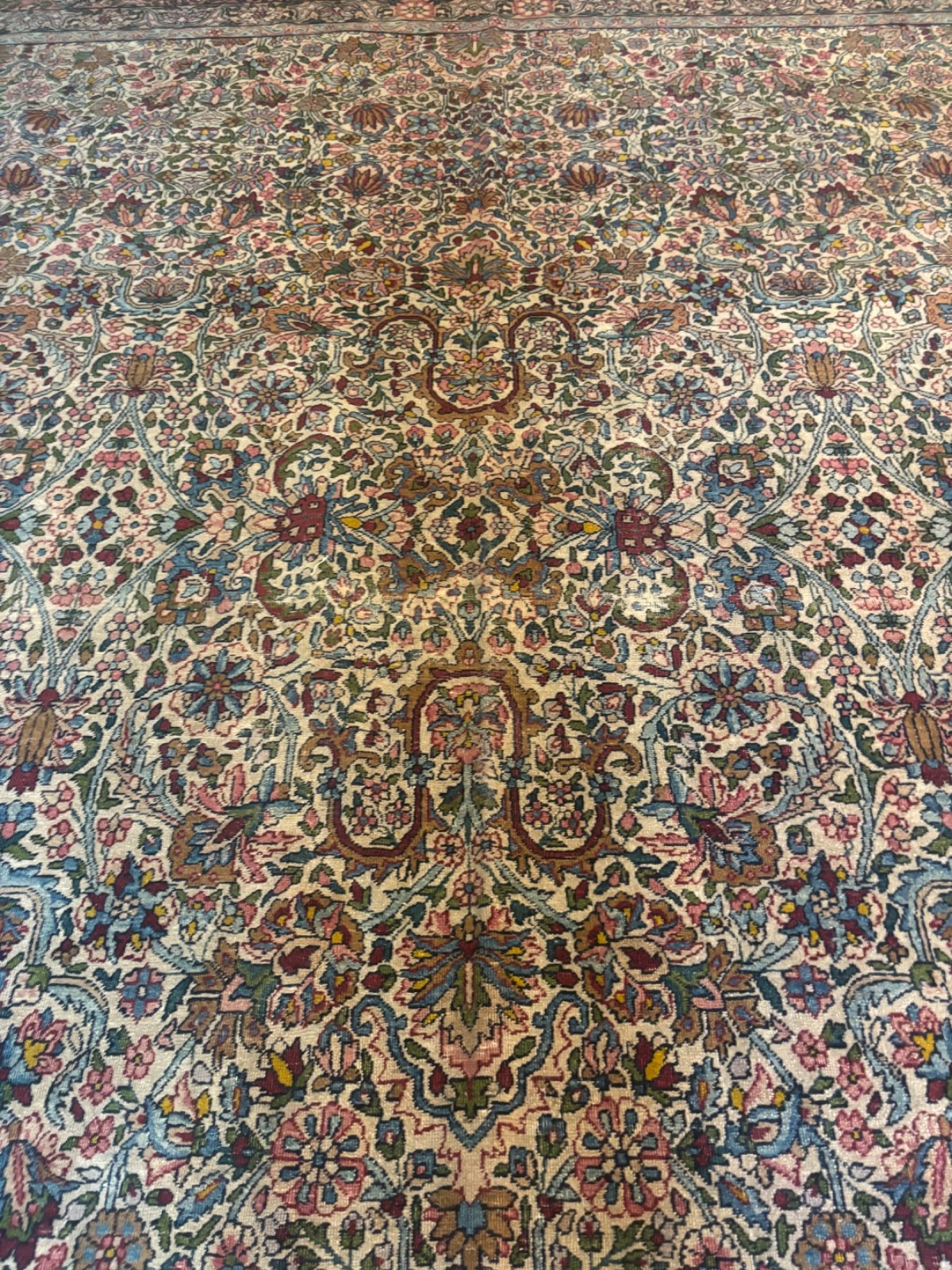 BEAUTIFUL. HANDMADE ANTIQUE RUG. CARPET . TH19 12X9 KER.MAN gallery