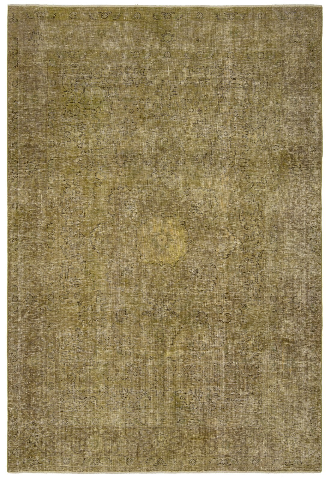 Vintage 285x192 cm Hand Knotted Persian Rug Oriental Carpet Green gallery