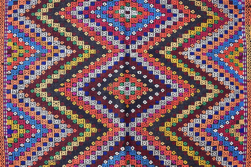 Turkey Rug 70''x124'' Handwoven 180x317cm Neon Color Cicim Kilim 5x10 Tent Rug gallery