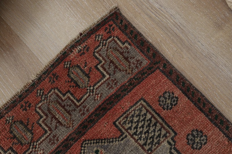 1x4 Vintage Turkish Rug, Bohemian Wool Mat, Hand Knotted Rug, Oushak Rug gallery