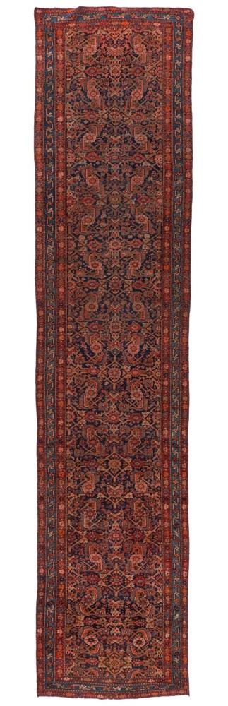 Antique Red Hand Knotted Oriental Runner 3'5 X 15'5 E24884
