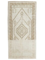 Antique Oushak Turkish Traditional Rug,Muted Neutral Large Runner,3’7”x7’5” ft