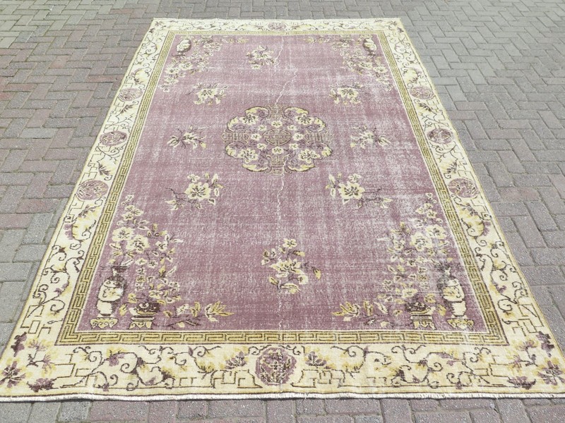 Vintage Turkish Carpet, Antique Area Rugs, Floor Carpet Handmade Rug 81"x122" gallery
