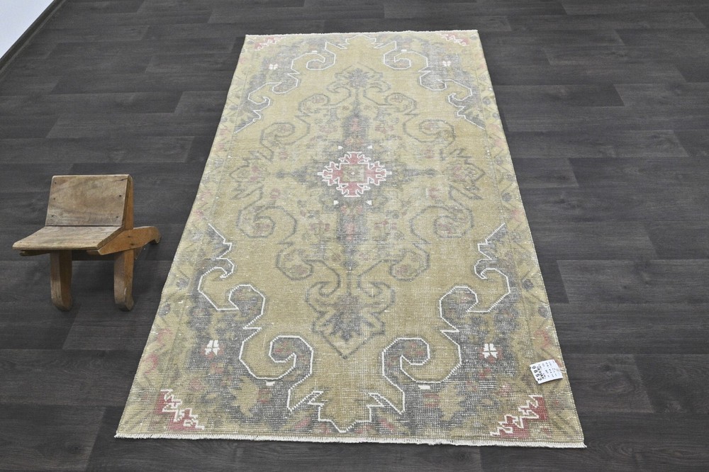 Oushak Turkish Vintage Rug 4x7 Kilim Rug Anatolian Handmade Boho Decor BEIGE