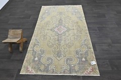 Oushak Turkish Vintage Rug 4×7 Kilim Rug Anatolian Handmade Boho Decor BEIGE