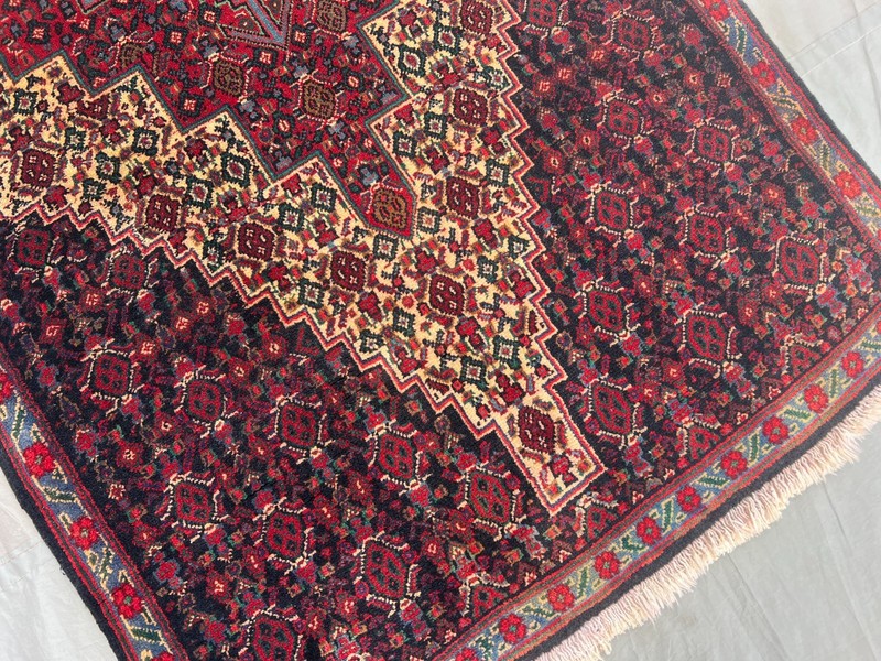 Vintage Turkish Hand Knotted Rug Geometric Medallion Navy Red 2'6x4'7 Moss Rug gallery