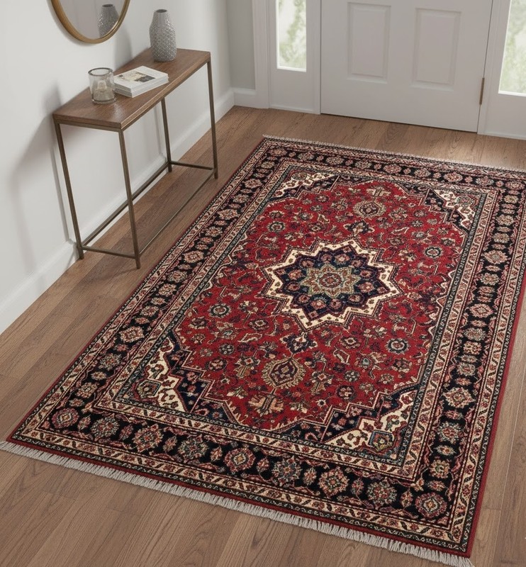 Vintage Bidjar Oriental Rug Geometric Floral Handmade Plush Carpet 3'4X4'9 ft gallery