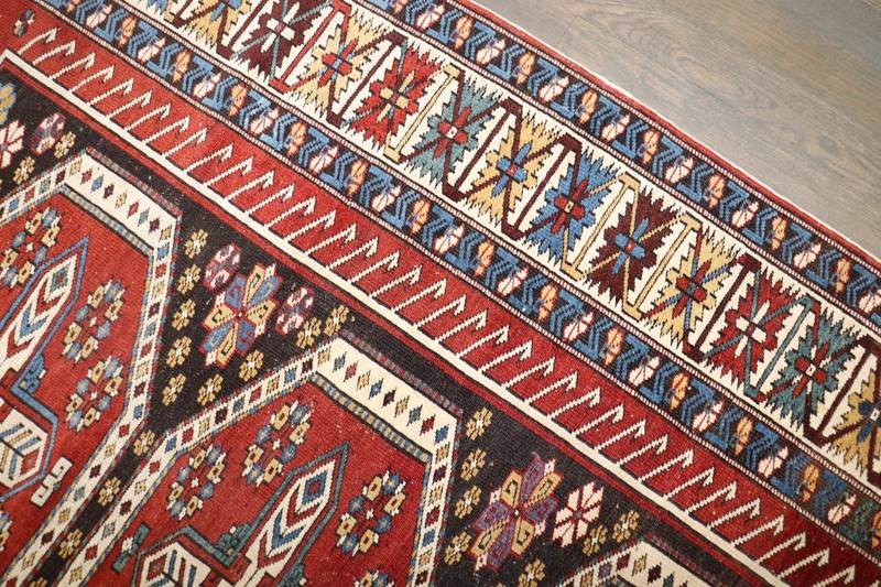 Antique Gorgeous Caucasian Shirvan Kazak Kuba Dated Rug Size 4'1''x5'8'' gallery