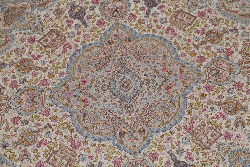 Antique Vegetable Dye Round Rug 8x8 Ft Handmade Wool & Silk Oriental Carpet gallery