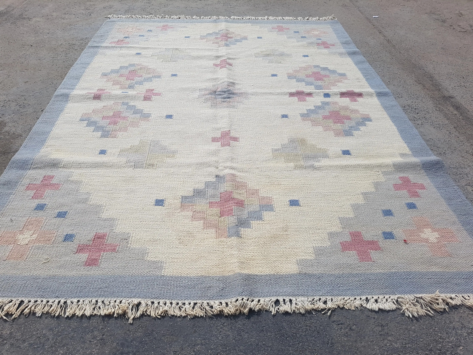 Vintage Handmade Swedish Rölakan flatweave Wool Multicolor Kilim Rug 7.6x5.6 ft gallery