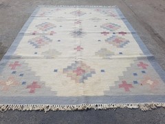 Vintage Handmade Swedish Rölakan flatweave Wool Multicolor Kilim Rug 7.6×5.6 ft