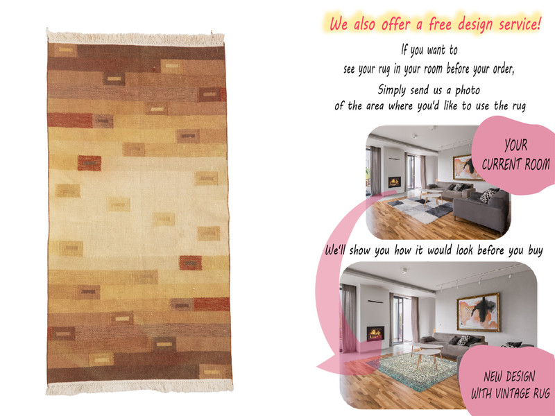 Hanging rug,Organic wool rug,Fringed rug,Turkish area rug,3.4 x 5.6 ft,RK 12637 gallery
