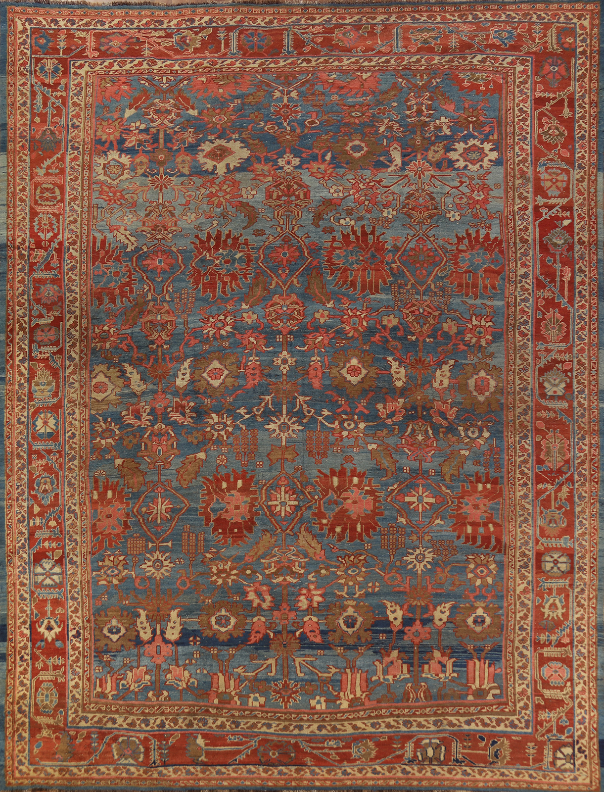 Pre-1900 Vegetable Dye Blue Heriiz Bakhshayesh Rug Antique Hand-made Carpet 9x11 gallery