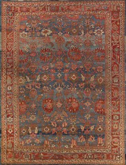 Pre-1900 Vegetable Dye Blue Heriiz Bakhshayesh Rug Antique Hand-made Carpet 9×11
