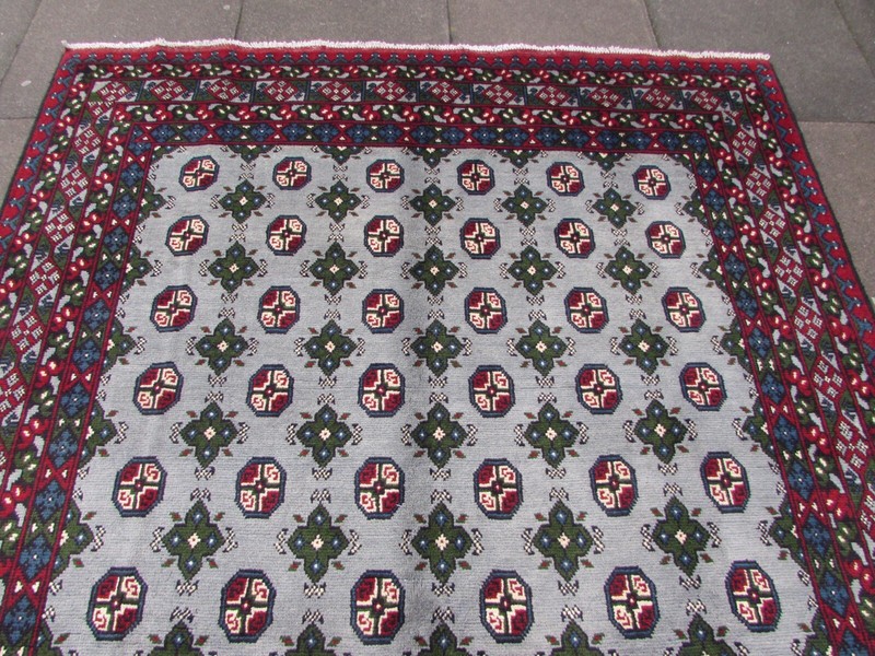 Vintage Traditional Hand Made Oriental Wool Grey Red Large Rug 301x198cm gallery