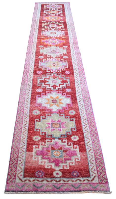 Vintage 1970s Turkish Rug Runner 2.7x13.3 ft | Handmade Anatolian Wool Runner Ru gallery