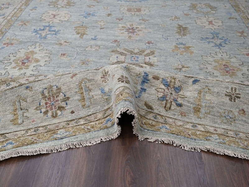 12'x 17'9" Space Gray, Hand Knotted Oushak Design, Soft Wool, Oversized Rug gallery