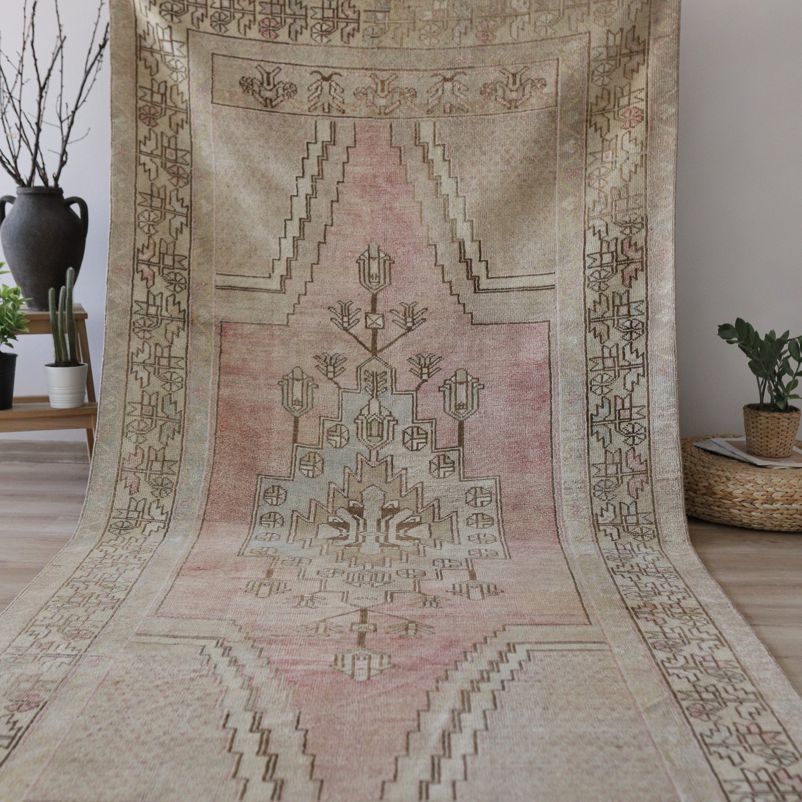 Vintage Oushak Rug Hand Knotted Wool Turkish Area Carpet 5x10 Ft Large Anatolian gallery