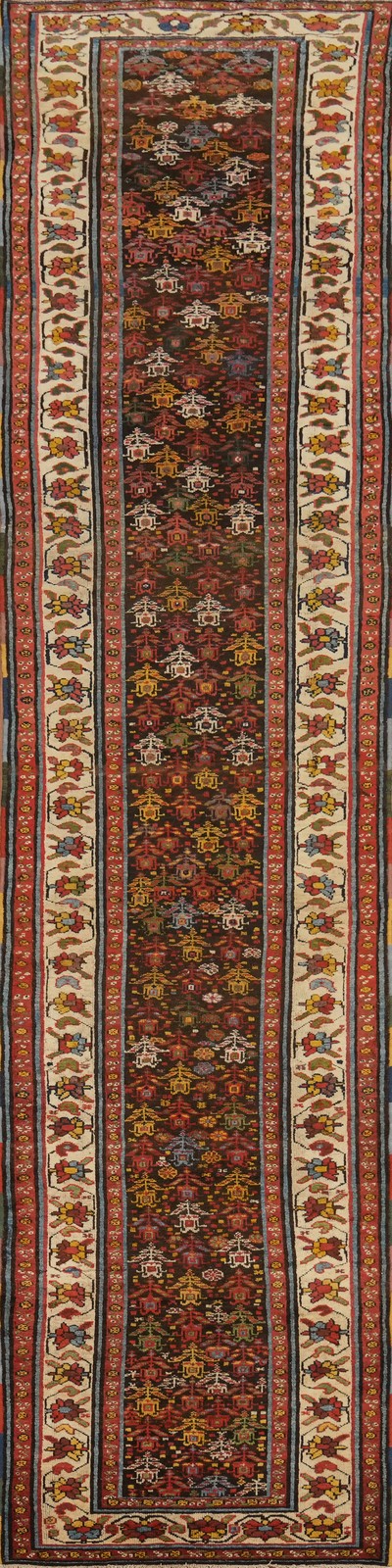 Vegetable Dye Paisley Semi-Antique 16 ft Long Runner Rug Handmade Wool Rug 3x16 gallery
