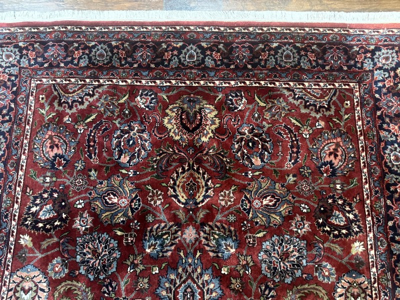 Indo Per'sian Rug 5x7, Vintage Traditional Floral Carpet, Burgundy and Navy Blue gallery