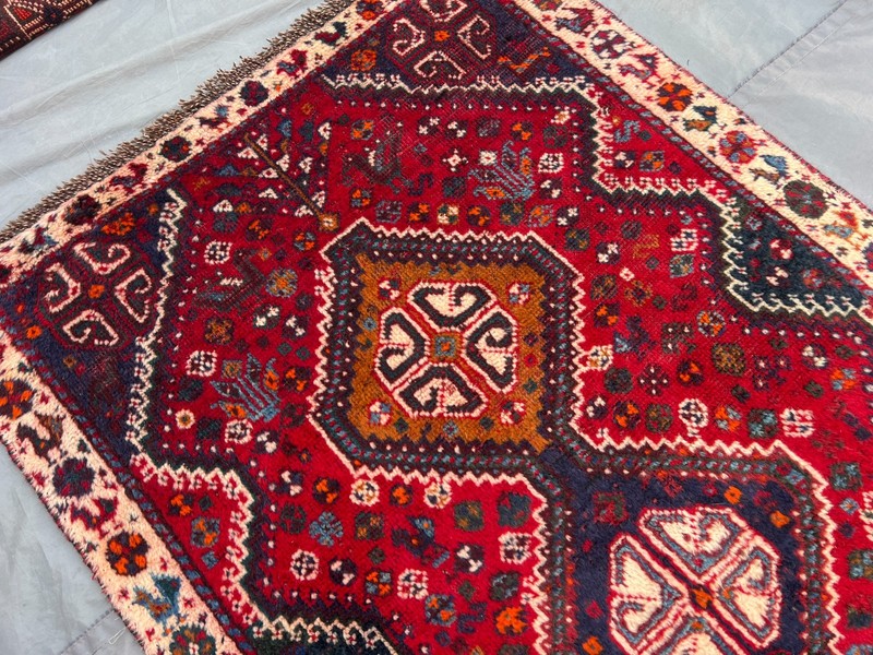 2'9"x9'3" Ft Vintage Caucasian Geometric Hand Knotted Red Wool Runner Rug gallery