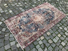 Bohemian Area Rug Handmade Wool Rug Turkish Vintage Traditional Rug 3,4 x 6,2 ft