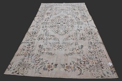 Vintage Turkish Oushak Rug, Beige 6×10 ft, Handmade Wool, Bohemian Anatolian