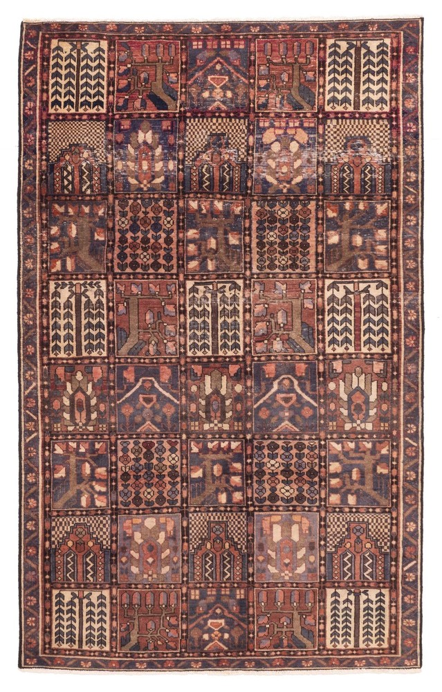 Vintage Hand-Knotted Area Rug 5'2" x 8'4" Traditional Oriental Wool Carpet