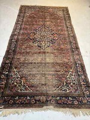 Antique Oriental Hand-Knotted Wool Area Rug Hamedan Borchaloo Red 5’7″ x 10’7″