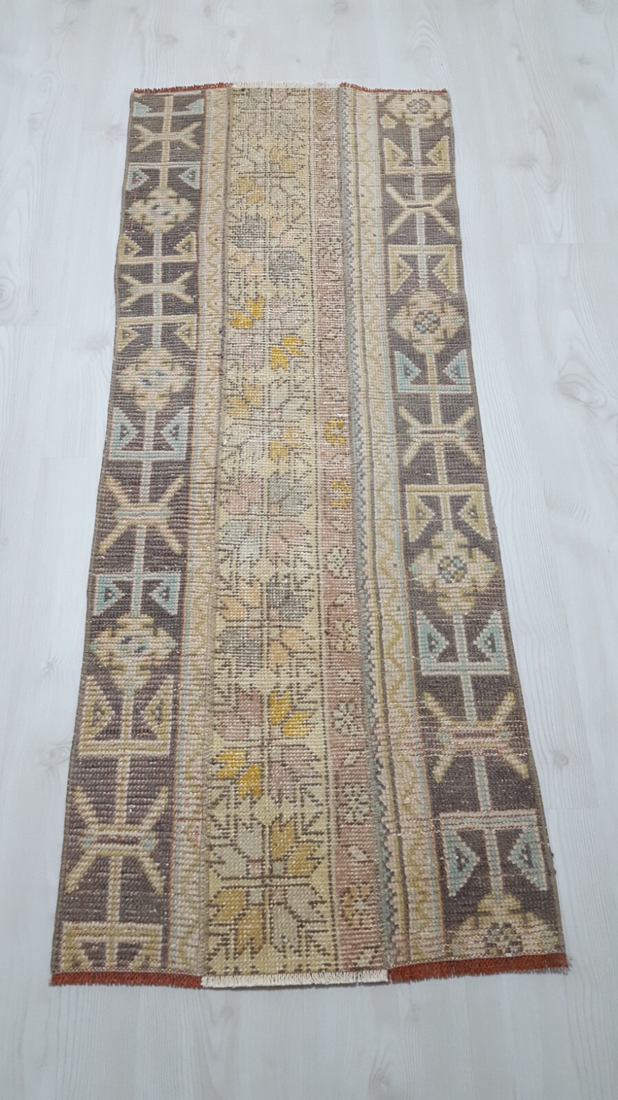 Vintage Patchwork Handmade Rug Beige Decor Rug Runner Area Rug Retro Rug gallery
