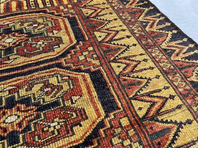 Antique Afghan Rug 2'10x4 ft – Handmade Wool Tribal Floral Medallion Small Rug gallery