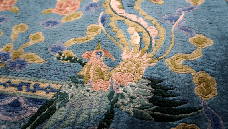 3' x 5' Chinese Silk Hand Knotted Peacocks Birds Blue Oriental Rug gallery