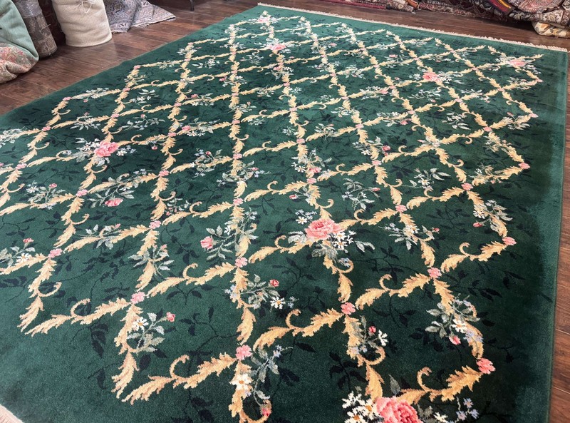 Karastan Garden of Eden Rug 8.8 x 11.8, Green Savonnerie 509/1733, Wool gallery