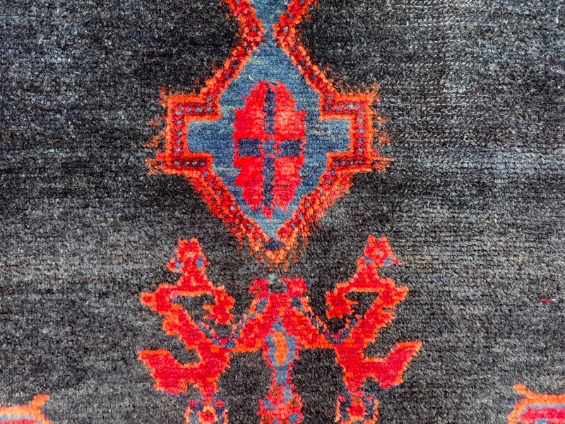 Vintage 4'9x8'5 ft Afghan Handwoven Wool Tribal Geometric Red Blue Area Rug gallery
