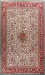 Ivory Palace Size Antique Rug 12×17 Wool Hand-knotted Traditional Floral Carpet